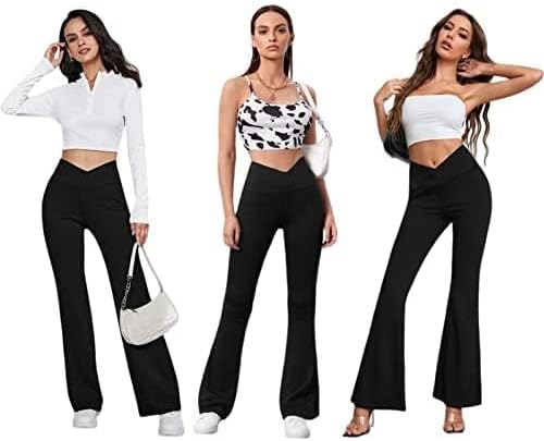 High Waisted Women's Flare Leggings with Pockets - Tummy Control Bootcut Yoga Pants