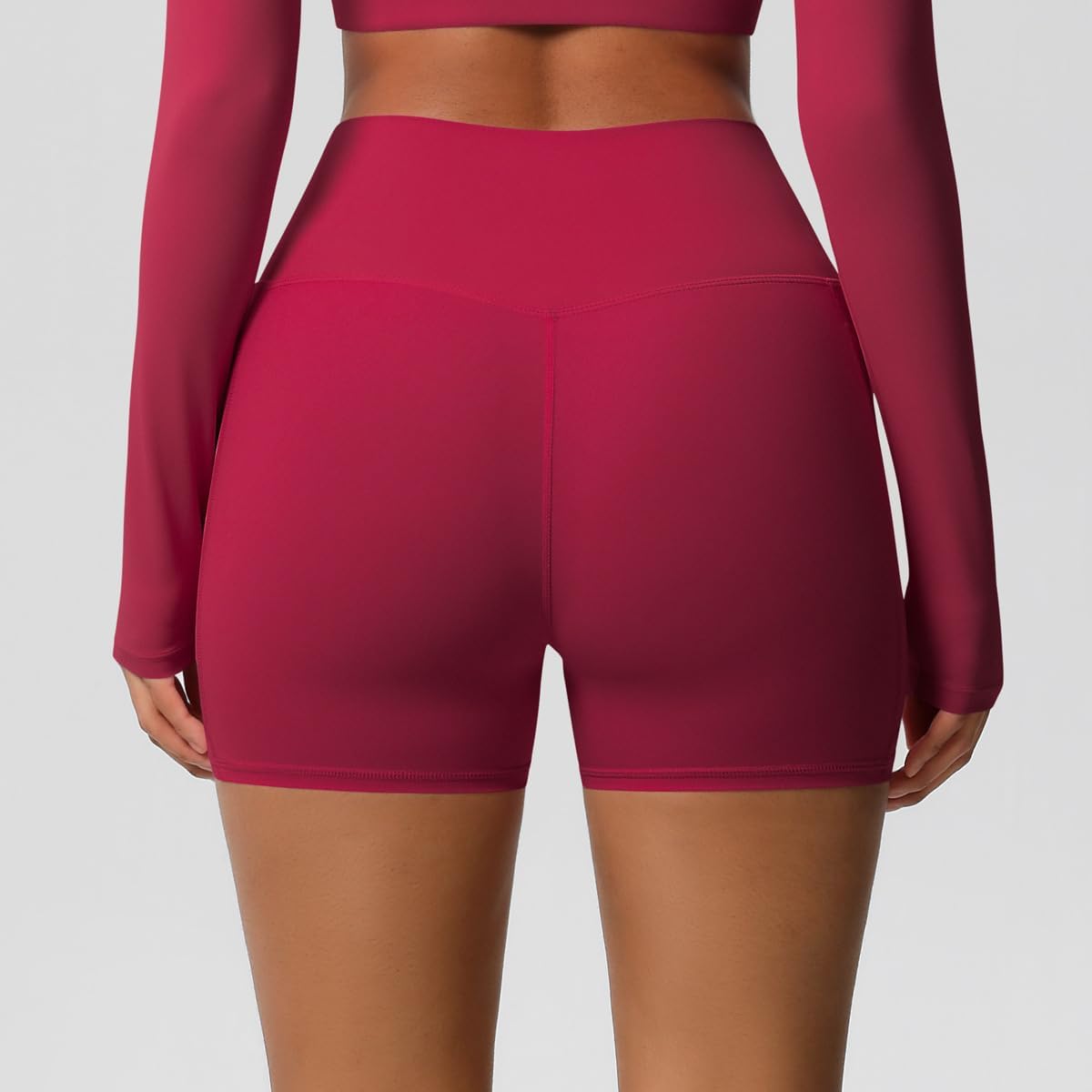 High-Performance Women's Workout Shorts - 2 Pack Cross Waist Active Gym Spandex with Side Pockets