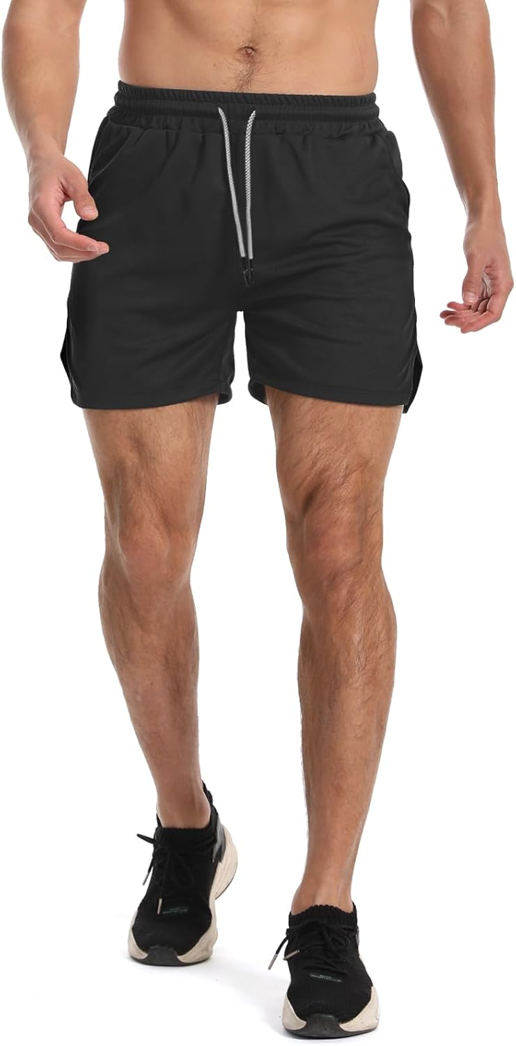 Men's 5" Lightweight Gym Workout Shorts - Athletic Running Shorts with Zip Pockets & Towel Loop