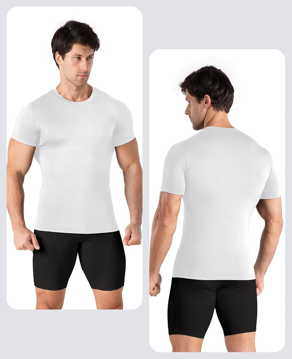 Men's Compression Workout Shirts - Moisture-Wicking Short Sleeve Base Layer (1 or 4 Pack)