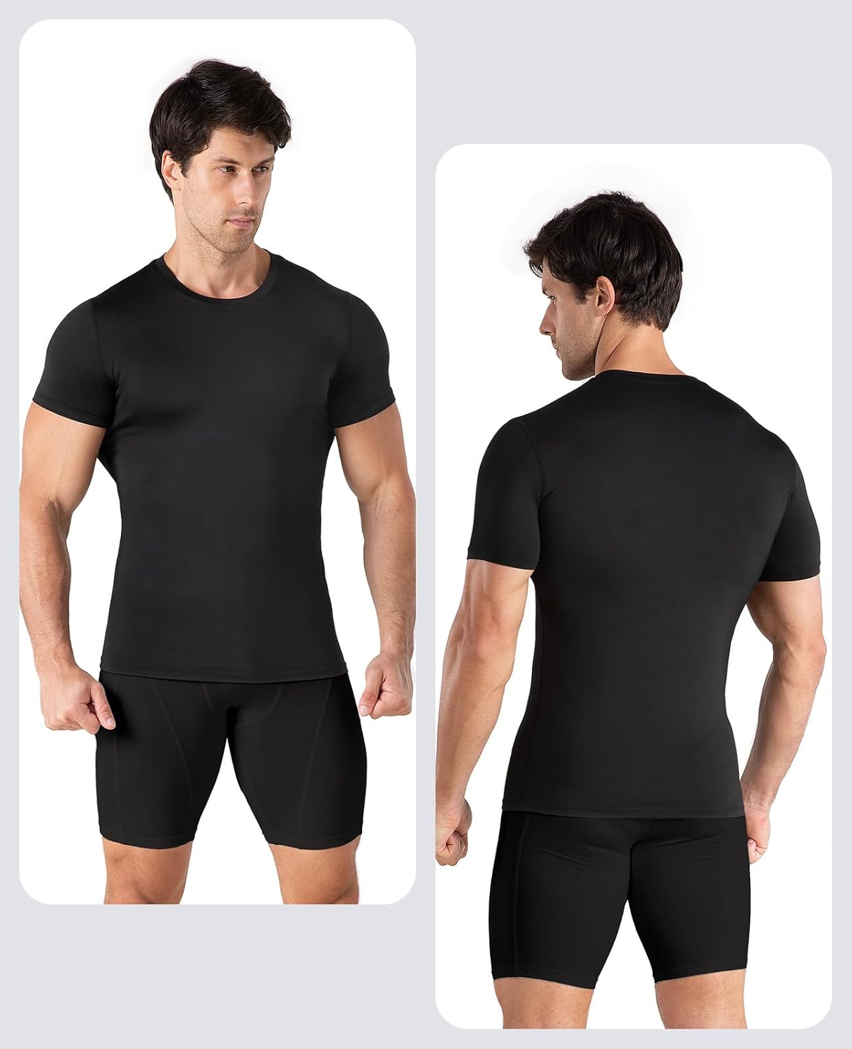 Men's Compression Workout Shirts - Choose 1 or 4 Pack, Short Sleeve Moisture-Wicking Active Fit Base Layer T-Shirts