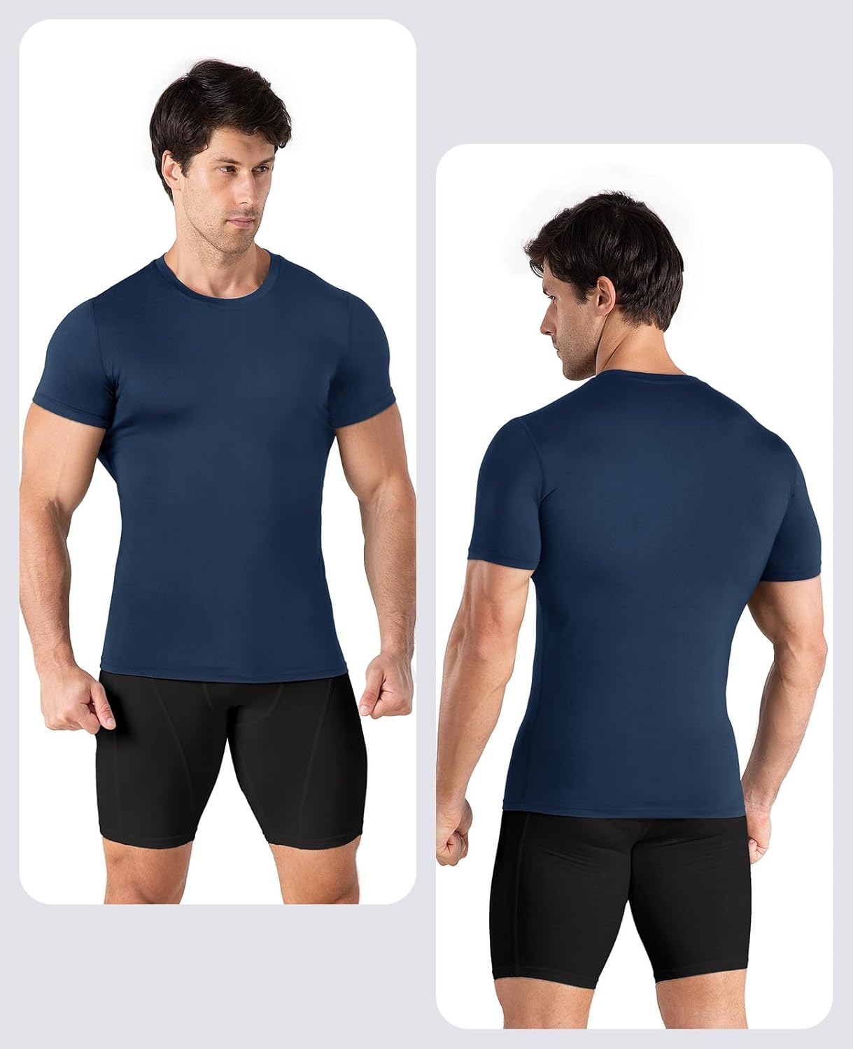Men's Compression Workout Shirts - 1 or 4 Pack Short Sleeve Moisture-Wicking Active Fit Base Layer T-Shirts