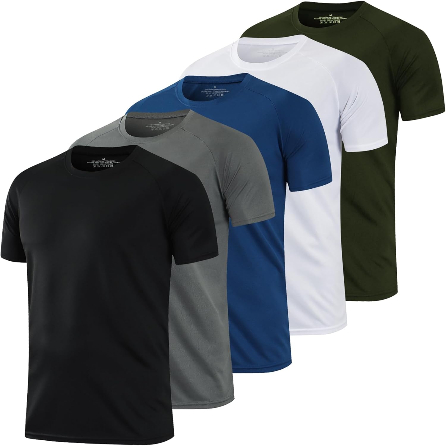 Men's 1/5 Pack Dry Fit Running Shirts - Breathable Athletic Workout Tops for Ultimate Comfort