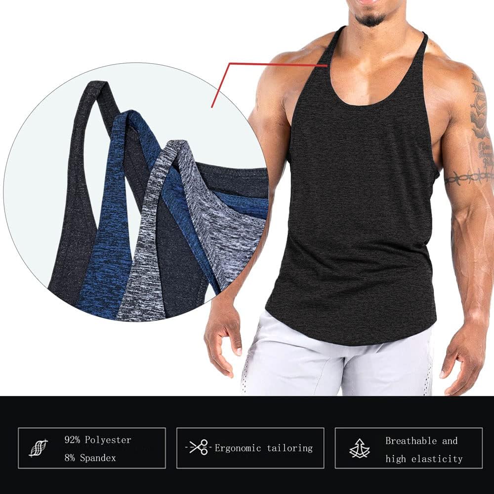 Men's Athletic Quick-Dry Stringer Tank Tops - Perfect for Gym & Bodybuilding (Available in 1 or 3 Pack)
