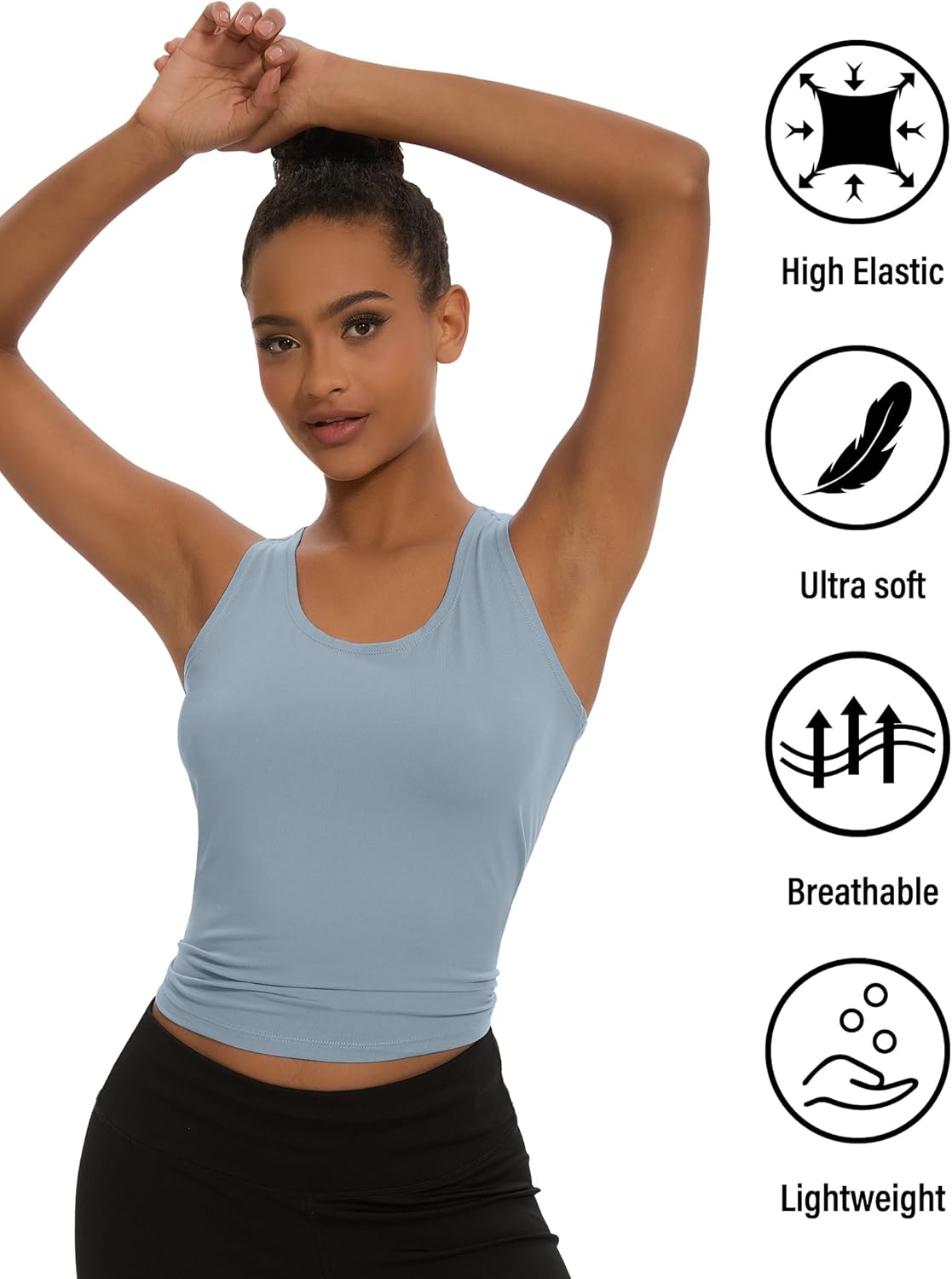 5-Pack Women's Racerback Workout Tanks - Spandex Yoga & Gym Crop Tops for Active Lifestyle