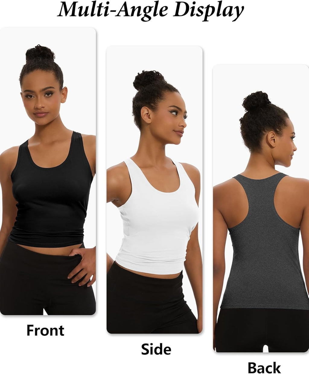 5-Pack Women's Racerback Workout Tanks - Spandex Yoga & Gym Crop Tops for Active Lifestyle