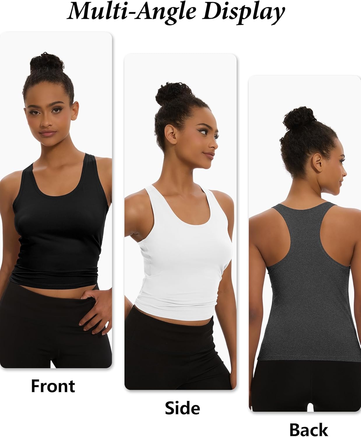 5-Pack Women's Racerback Workout Tanks - Spandex Yoga & Gym Crop Tops for Active Lifestyle