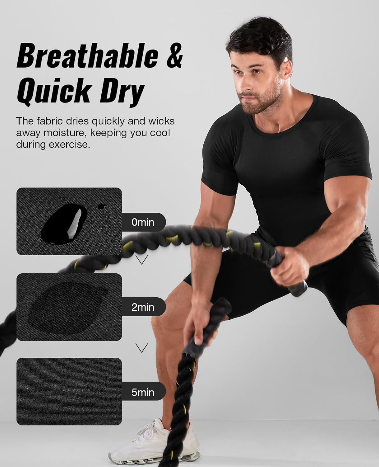 Men's Compression Workout Shirts - Choose 1 or 4 Pack, Short Sleeve Moisture-Wicking Active Fit Base Layer T-Shirts