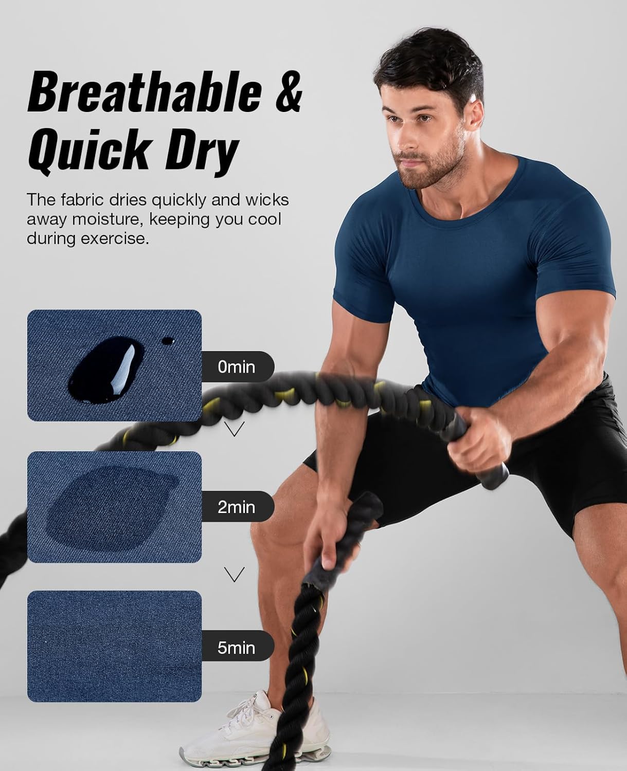 Men's Compression Workout Shirts - 1 or 4 Pack Short Sleeve Moisture-Wicking Active Fit Base Layer T-Shirts