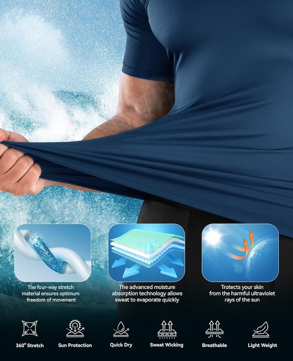 Men's Compression Workout Shirts - 1 or 4 Pack Short Sleeve Moisture-Wicking Active Fit Base Layer T-Shirts
