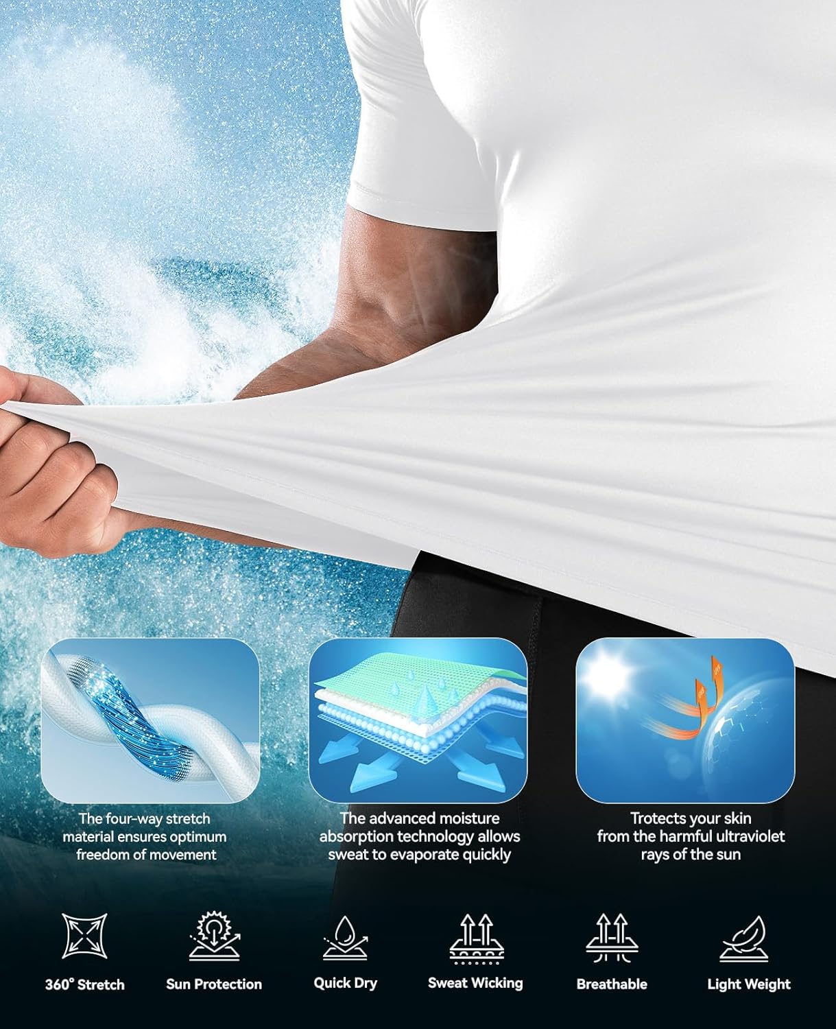 Men's Compression Workout Shirts - Moisture-Wicking Short Sleeve Base Layer (1 or 4 Pack)
