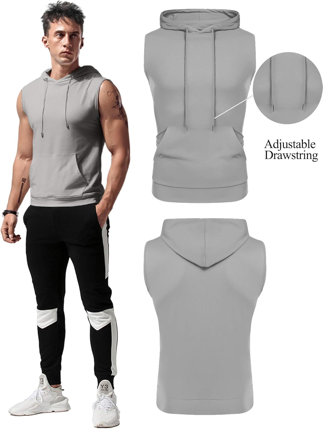Elevate Your Workout: Men's Sleeveless Hooded Gym Tank Tops for Bodybuilding and Fitness