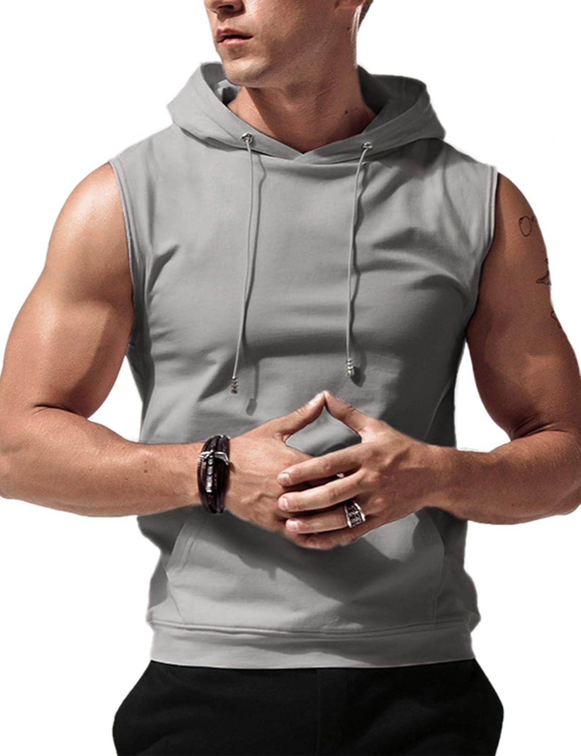 Elevate Your Workout: Men's Sleeveless Hooded Gym Tank Tops for Bodybuilding and Fitness