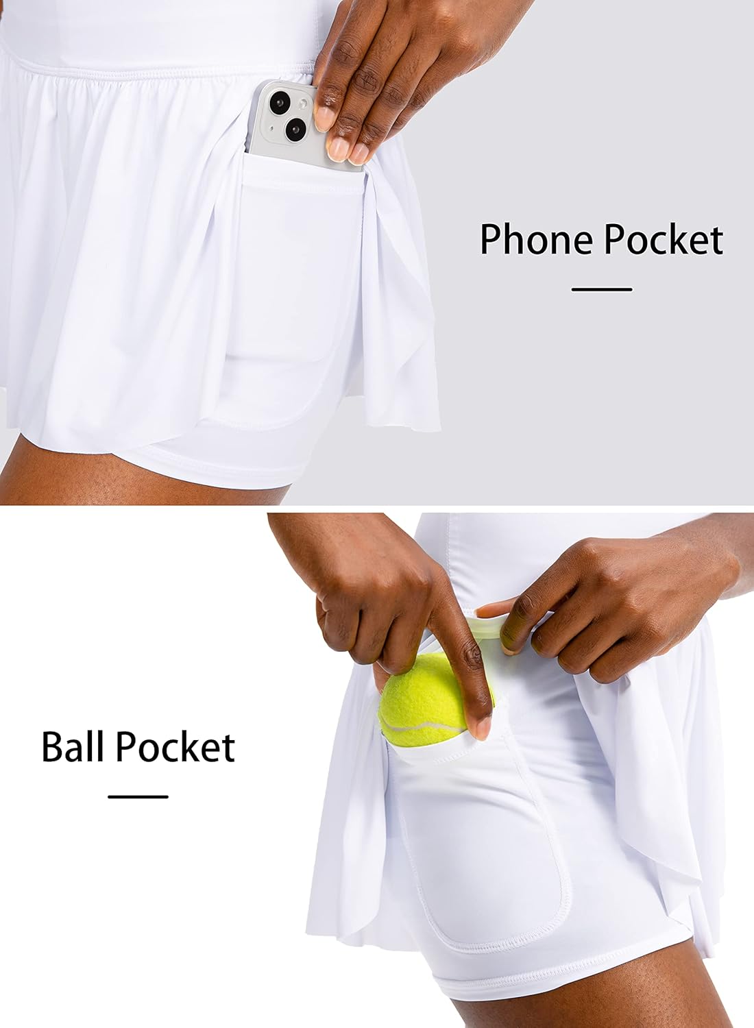 High Waisted 2-in-1 Flowy Running Shorts for Women with 4 Pockets - Butterfly Workout Athletic Skirt Shorts