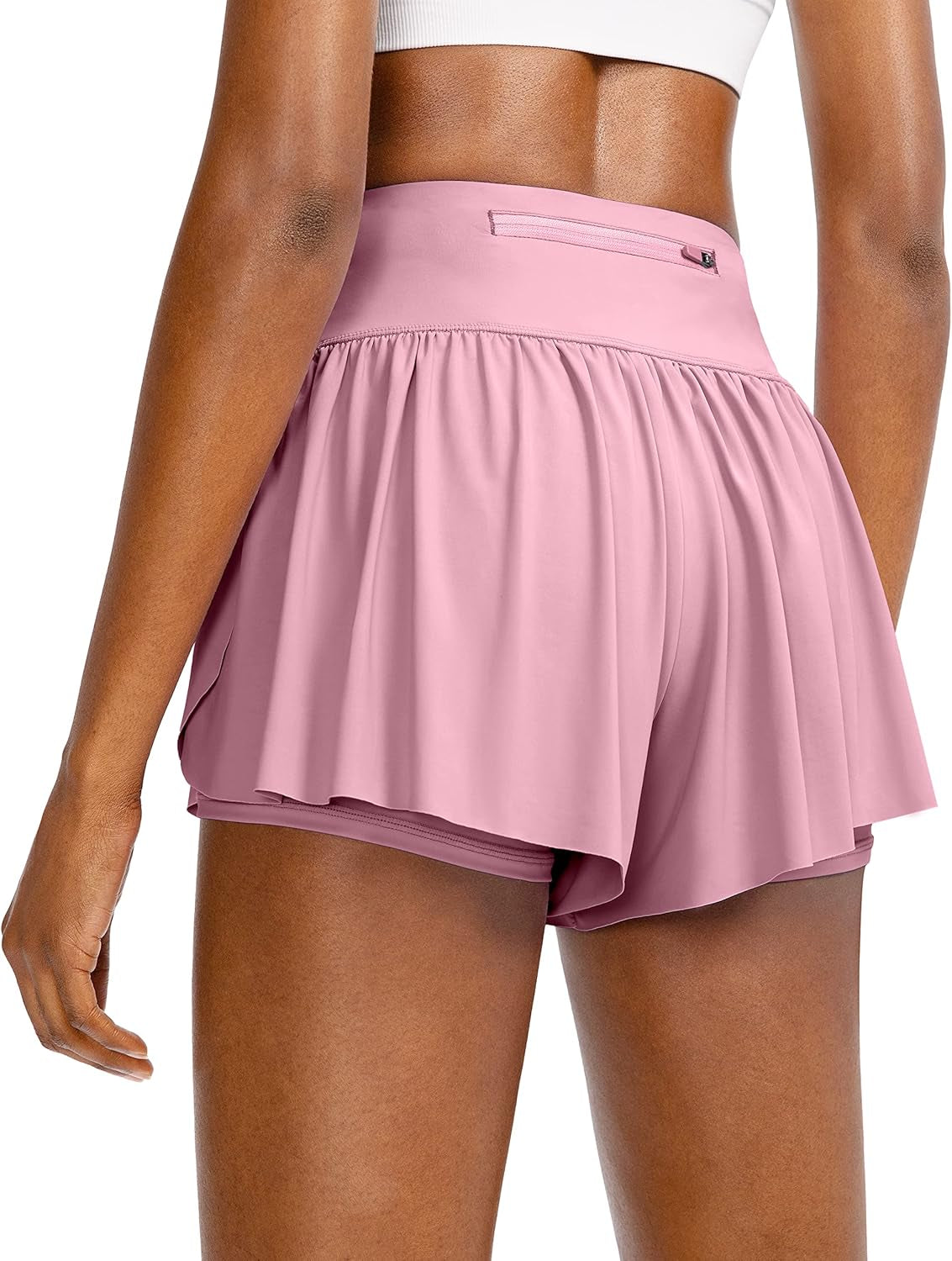High Waisted 2-in-1 Flowy Running Shorts for Women with 4 Pockets - Perfect for Workouts, Tennis, and Athleisure