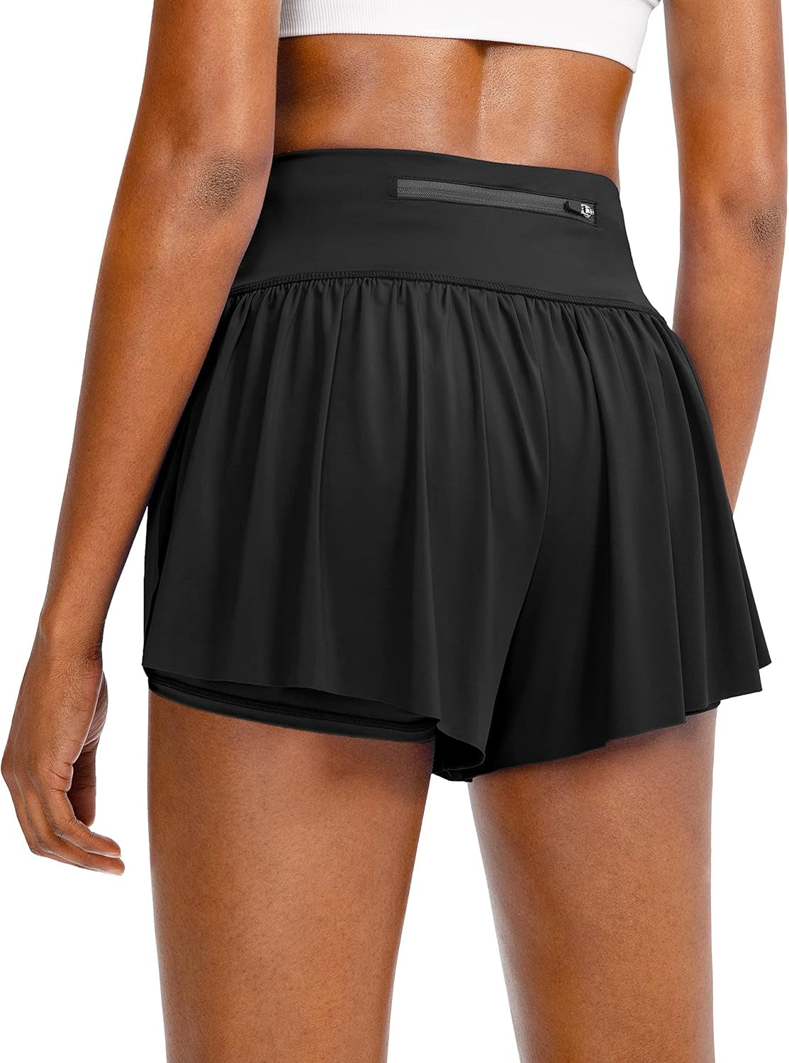 High-Waisted 2-in-1 Women's Flowy Running Shorts with 4 Pockets - Perfect for Tennis and Workouts