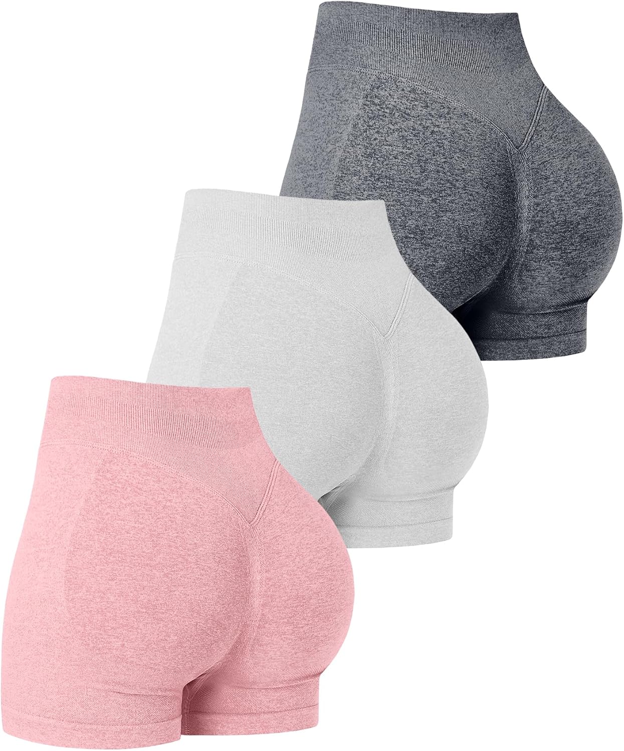 3-Pack High Waisted Seamless Scrunch Butt Lifting Workout Shorts for Women - Perfect for Gym & Yoga
