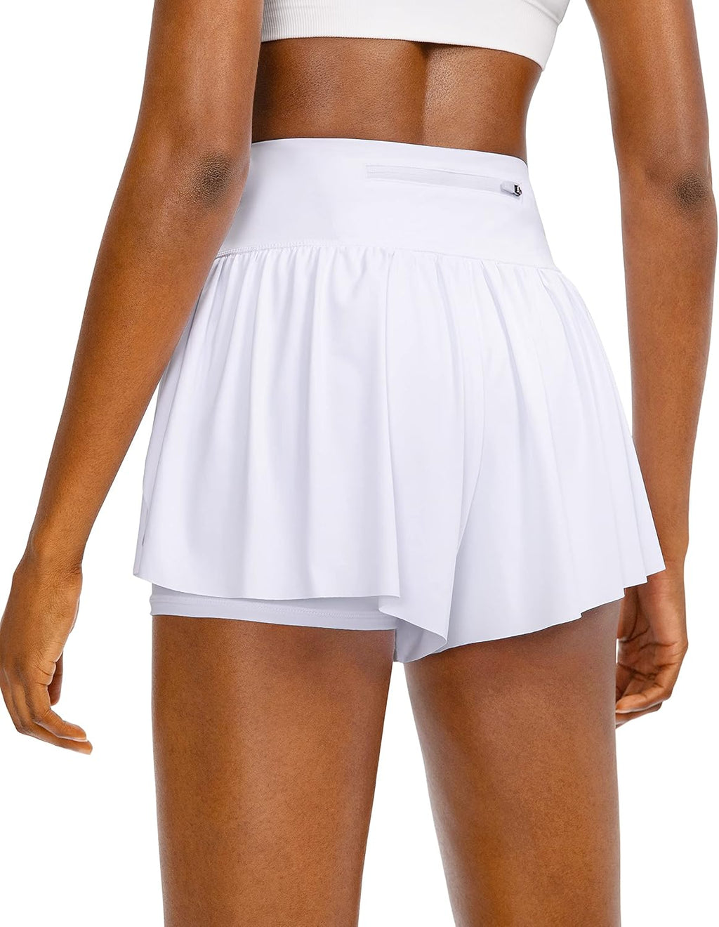 High Waisted 2-in-1 Flowy Running Shorts for Women with 4 Pockets - Butterfly Workout Athletic Skirt Shorts