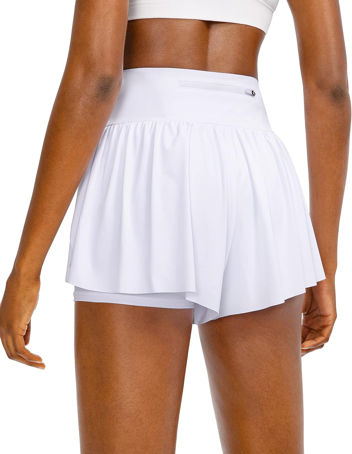 High Waisted 2-in-1 Flowy Running Shorts for Women with 4 Pockets - Butterfly Workout Athletic Skirt Shorts
