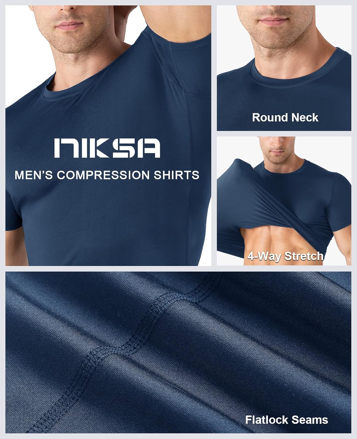 Men's Compression Workout Shirts - 1 or 4 Pack Short Sleeve Moisture-Wicking Active Fit Base Layer T-Shirts