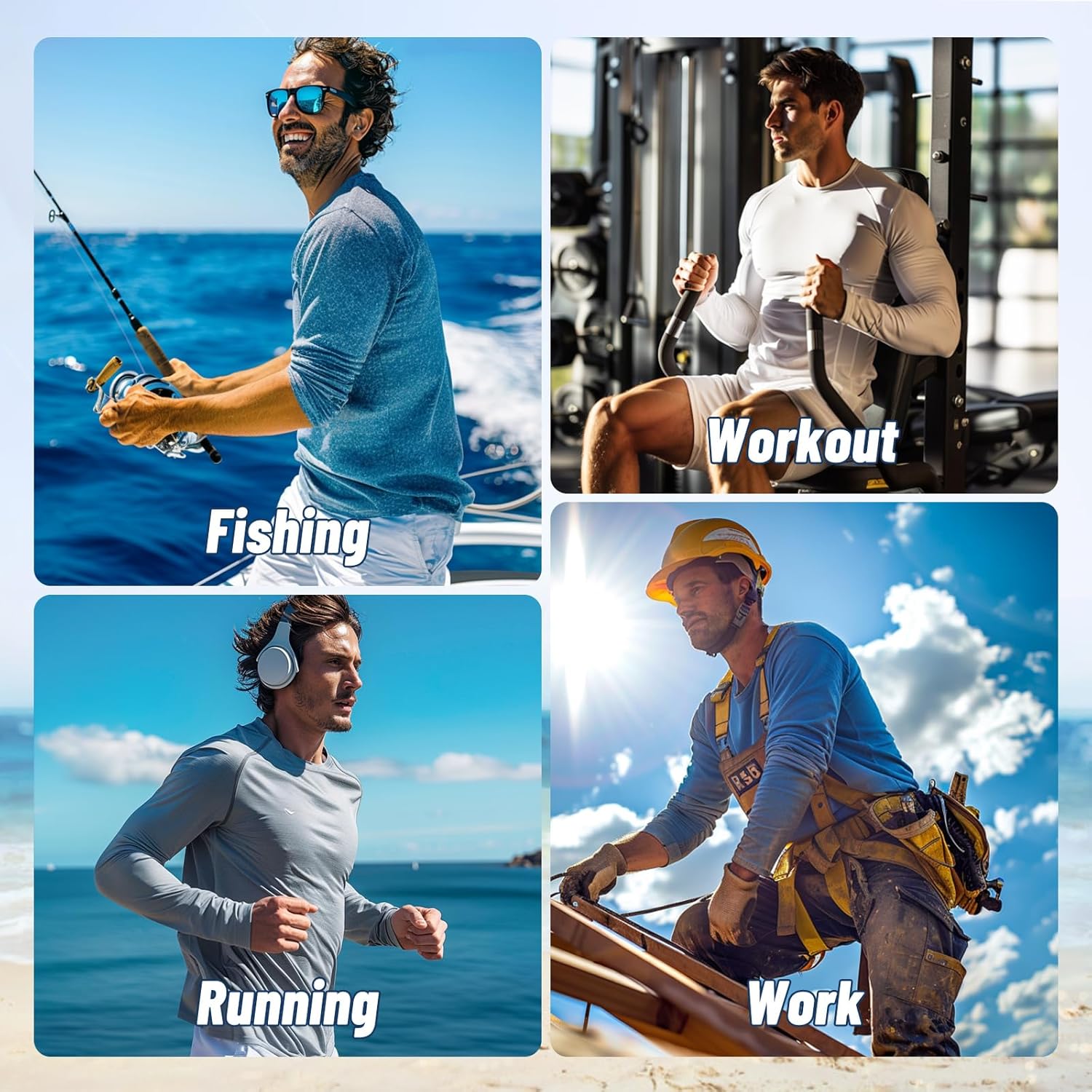Men's 3-Pack Long Sleeve Quick Dry Shirts - Moisture Wicking UV Protection T-Shirts for Fishing, Workouts & Gym