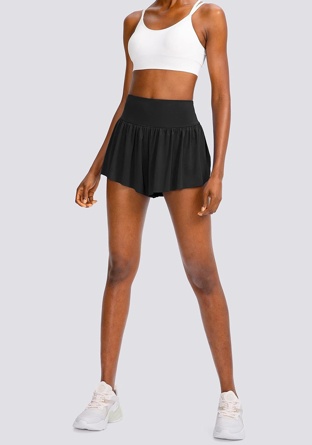 High-Waisted 2-in-1 Women's Flowy Running Shorts with 4 Pockets - Perfect for Tennis and Workouts