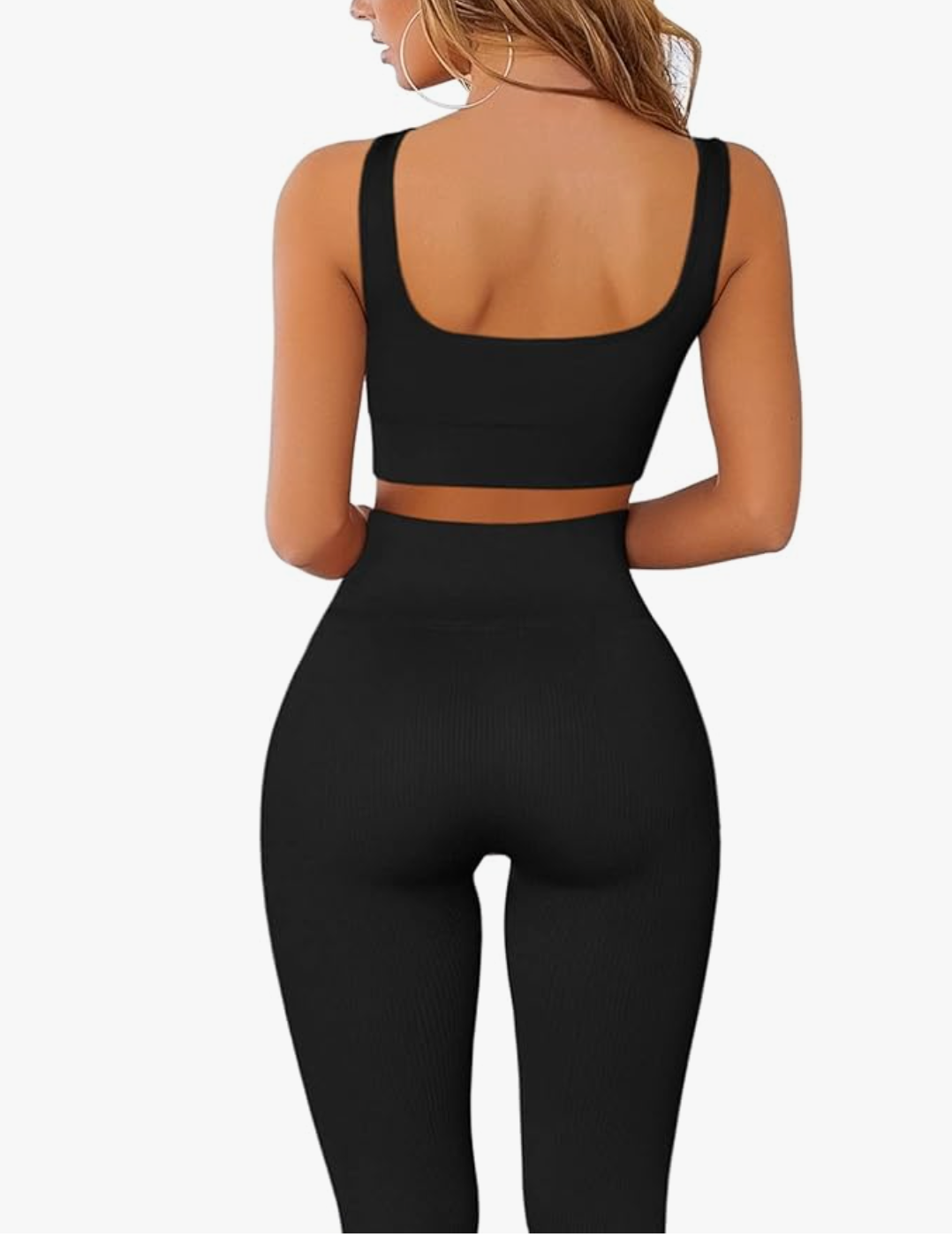 Elevate Your Workout: FAFOFA Women's Seamless Ribbed Sport Bra & High Waist Yoga Leggings Set